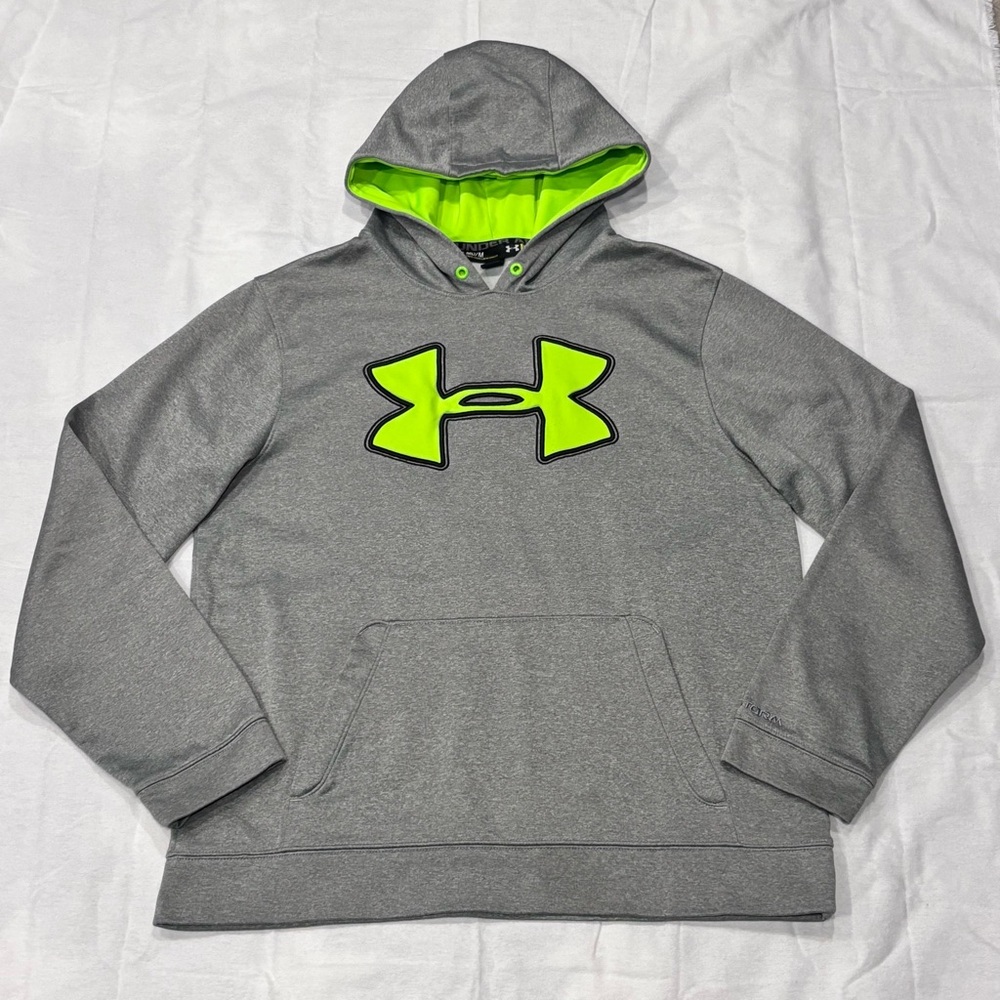 Under Armour Men's Loose Fit Hoodie Sweatshirt Size Medium Gray And Neon Green
